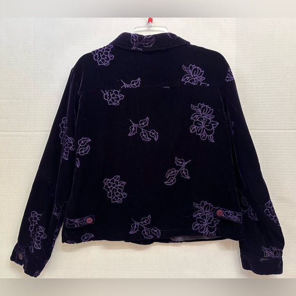 Coldwater Creek Purple Velvet Jacket Embroidered Size M - Picture 2 of 6